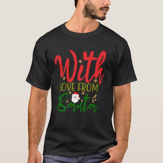 Christmas I Love Santa Candy Cane Heart Men Women Tシャツ (正面)