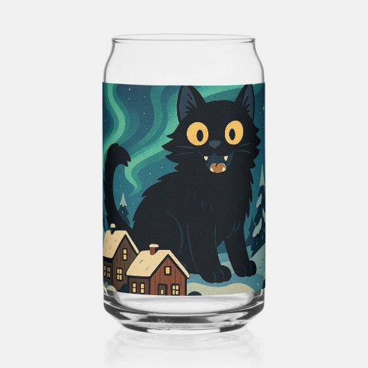 Christmas Icelandic Yule Cat with Northern Lights ガラス缶 (裏面)