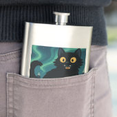 Christmas Icelandic Yule Cat with Northern Lights フラスク (インサイチュ)
