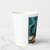 Christmas Icelandic Yule Cat with Northern Lights 紙コップ (右)