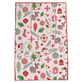 Christmas Icons on Cream - Gift Bag ミディアムペーパーバッグ (裏面)