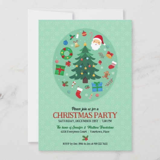 Christmas Illustrations Holiday Party 招待状 (正面)