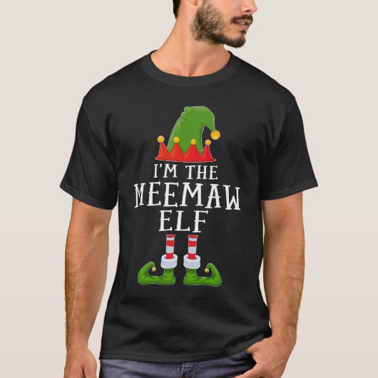 Christmas I'm The MeeMaw Elf Santa Elf Hat Family Tシャツ (正面)