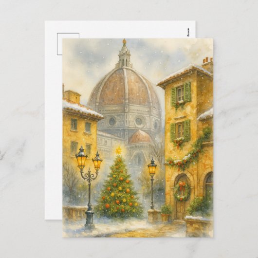 Christmas in Florence Italy | Duomo Holiday Art  シーズンポストカード (正面/裏面)