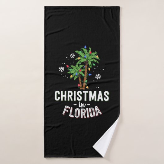 Christmas In Florida Deck The Palm Trees Family バスタオル (バスタオル)