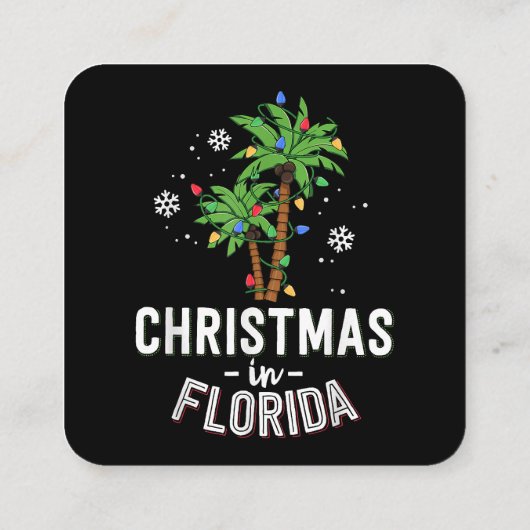 Christmas In Florida Deck The Palm Trees Family Va スクエア名刺 (裏面)