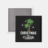 Christmas In Florida Deck The Palm Trees Family Va マグネット (正面/裏面)