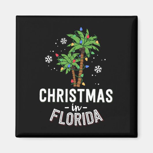 Christmas In Florida Deck The Palm Trees Family Va マグネット (正面)