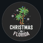 Christmas In Florida Deck The Palm Trees Family Va ラウンドシール<br><div class="desc">クリスマスインフロリダデッキザパームツリーズファミリーバケーション</div>