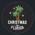 Christmas In Florida Deck The Palm Trees Family Va ラウンドシール<br><div class="desc">クリスマスインフロリダデッキザパームツリーズファミリーバケーション</div>
