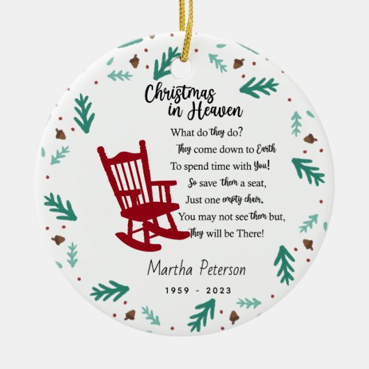Christmas in Heaven Memorial Ornament – Personaliz セラミックオーナメント (正面)