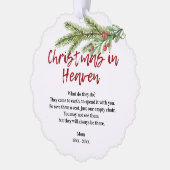 Christmas In Heaven Poem Memorial Photo Greenery オーナメントカード (左)