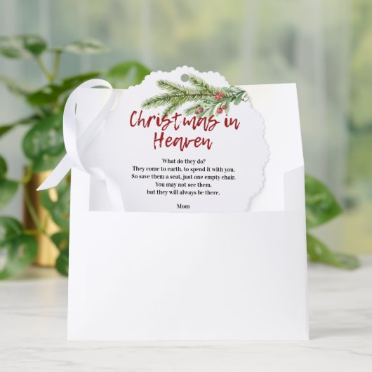 Christmas In Heaven Poem Memorial Photo Greenery オーナメントカード (封筒)