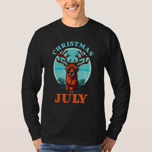 Christmas in July Beach Summer Reindeer Beach Bash Tシャツ (正面)