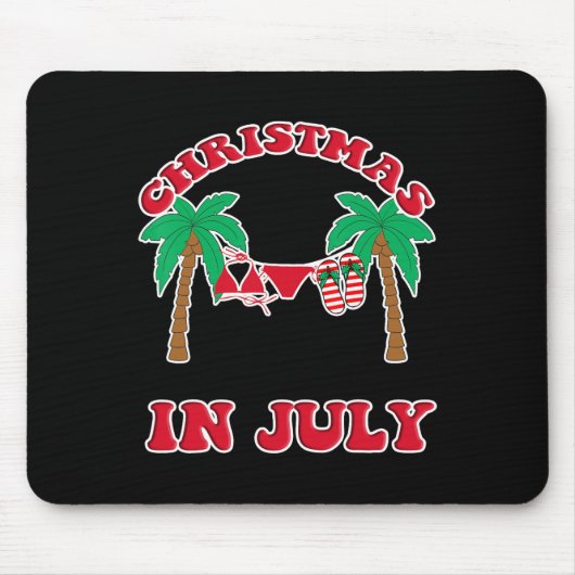 Christmas In July Bikini Flip Flops Palm Tree マウスパッド (正面)