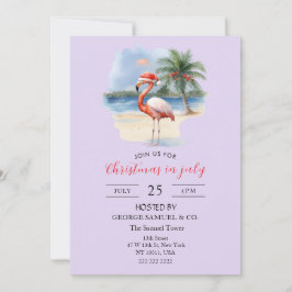 Christmas in July Custom Company Name Flamingo 招待状