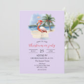 Christmas in July Custom Company Name Flamingo 招待状 (スタンド正面)