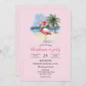 Christmas in July Custom Company Name Flamingo 招待状 (正面/裏面)