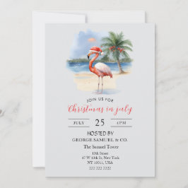 Christmas in July Custom Company Name Flamingo 招待状