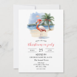 Christmas in July Custom Company Name Flamingo 招待状