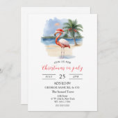 Christmas in July Custom Company Name Flamingo 招待状 (正面/裏面)