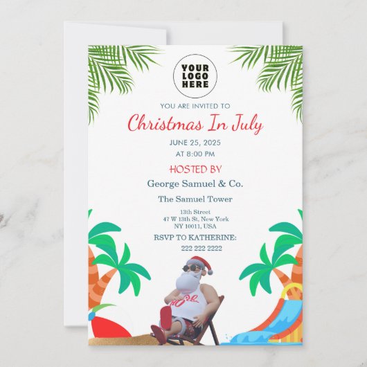Christmas in July | Custom Company Name & Logo 招待状 (正面)
