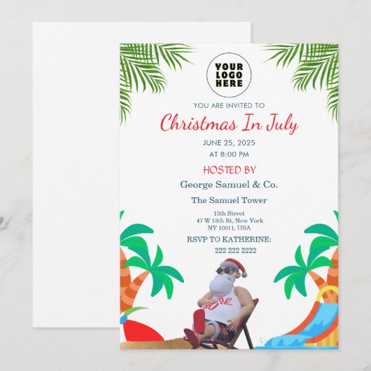 Christmas in July | Custom Company Name & Logo 招待状 (正面/裏面)
