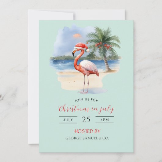 Christmas in July Custom Company Name Logo & Text 招待状 (正面)