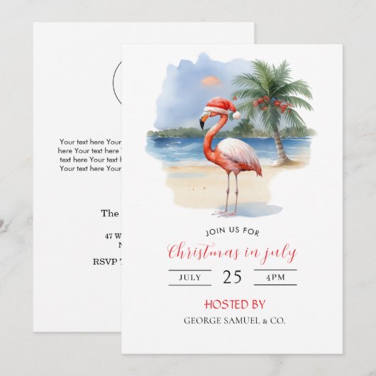 Christmas in July Custom Company Name Logo & Text 招待状 (正面/裏面)