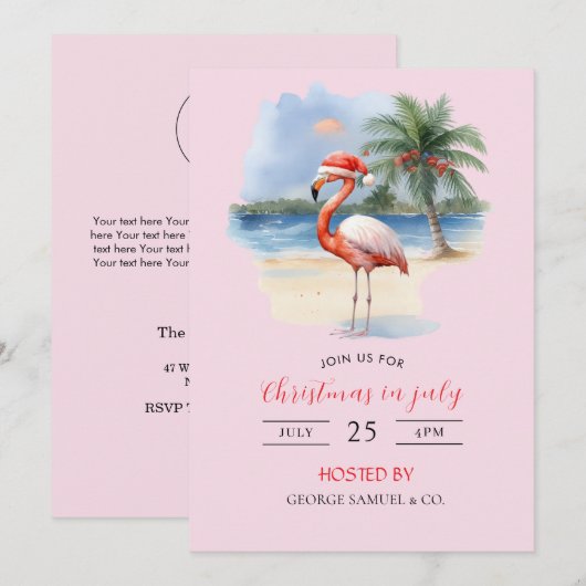 Christmas in July Custom Company Name Logo & Text 招待状 (正面/裏面)