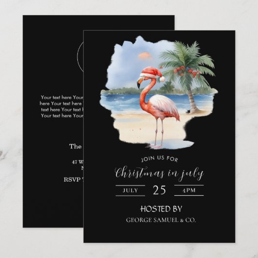 Christmas in July Custom Company Name Logo & Text 招待状 (正面/裏面)