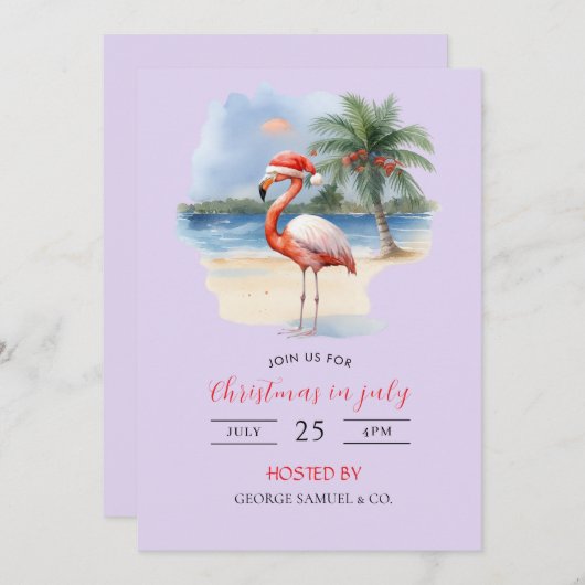 Christmas in July Custom Company Name Logo & Text 招待状 (正面/裏面)