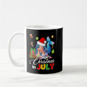Christmas In July Cute Anime Mermaid Santa Hat Sum コーヒーマグカップ (左)
