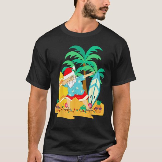 Christmas in July Dabbing Santa  Tropical Christma Tシャツ (正面)