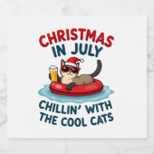 Christmas In July Daddy Mommy Chillin With The Sia スパークリングワインラベル (シングルラベル)