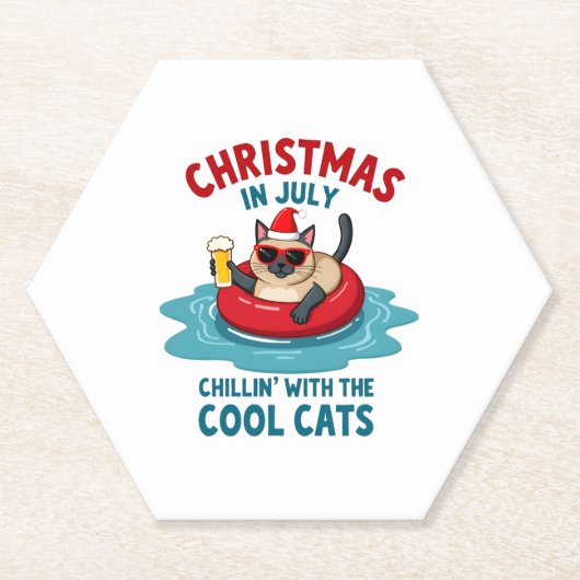 Christmas In July Daddy Mommy Chillin With The Sia ペーパーコースター (正面)