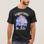 Christmas In July Flamingo Vacation Summer Beach Tシャツ (正面)