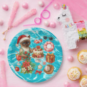Christmas in July for Cat lovers Hawaiian themed ペーパープレート (パーティー)