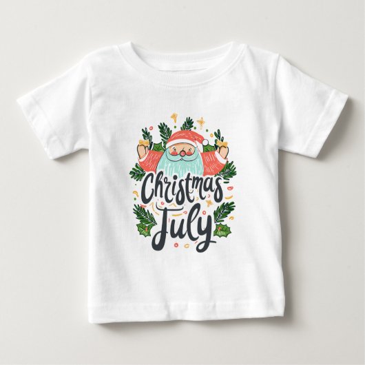 Christmas in July Fun & Festive Santa Design ベビーTシャツ (正面)
