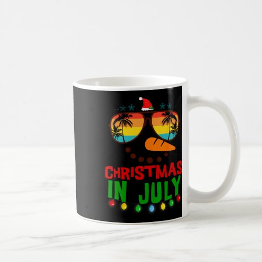 Christmas In July Funny Snowman Beach Summer Hawai コーヒーマグカップ (右)