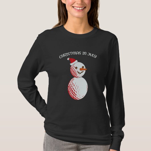 Christmas In July Golf Snowman Summer Vacation Tシャツ (正面)