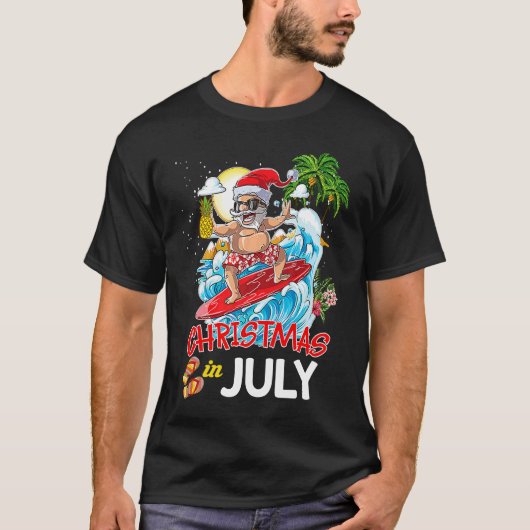 Christmas In July Party Costume Clothing Santa Sur Tシャツ (正面)