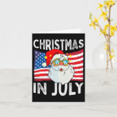 Christmas In July Retro Hipster Funny Santa Men Wo カード (黄色い花)