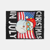 Christmas In July Retro Hipster Funny Santa Men Wo フリースブランケット (正面(横))