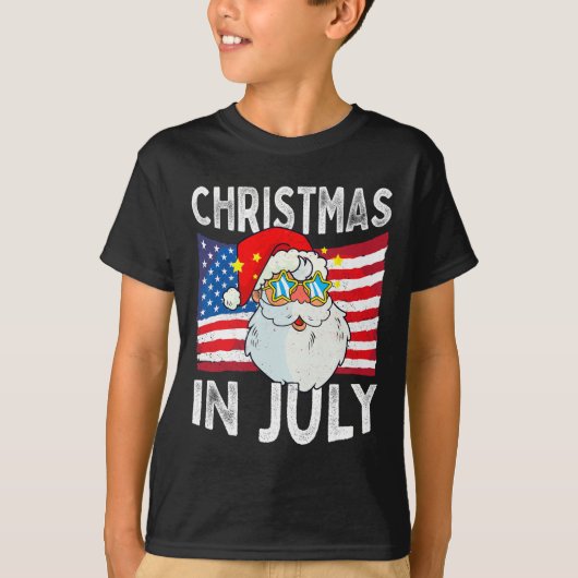 Christmas In July Retro Hipster Funny Santa Men Wo Tシャツ (正面)