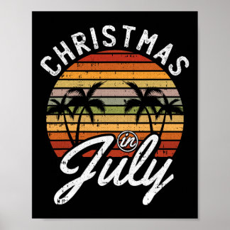 Christmas In July Retro Tropical Beach Summer Hawa ポスター