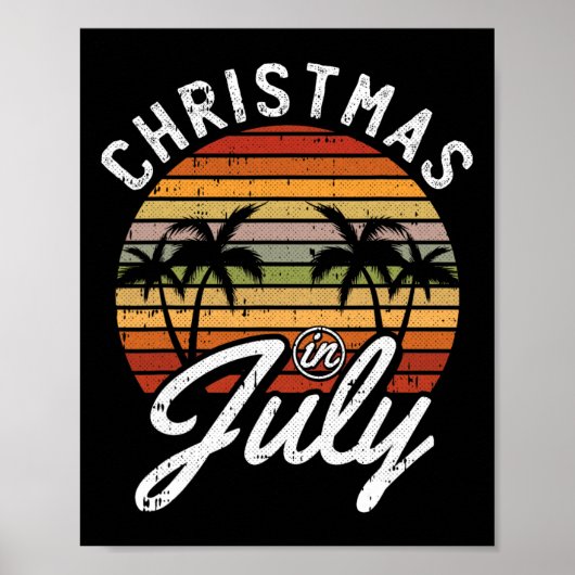 Christmas In July Retro Tropical Beach Summer Hawa ポスター (正面)