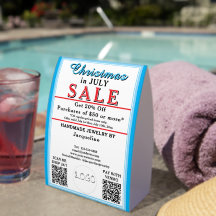 Christmas in July Sale Blue White BACKSIDE Heart 