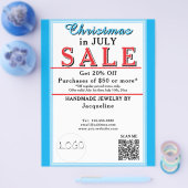 Christmas in July Sale Jewelry Blue White Heart チラシ (シングル)