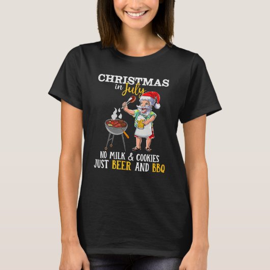 Christmas In July Santa Claus Goes On Holiday Barb Tシャツ (正面)